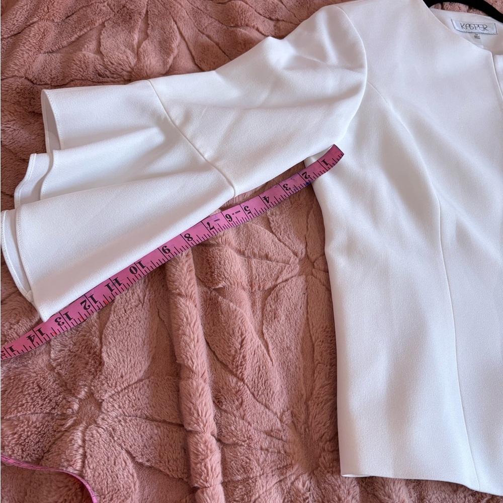 Kasper Off-White Ruffle Sleeve Jacket - Picture 7 of 9